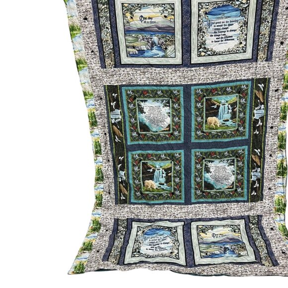 Christian Inspirational Quilt With Nature Print & Bible Verses‎ - Picture 2 of 9